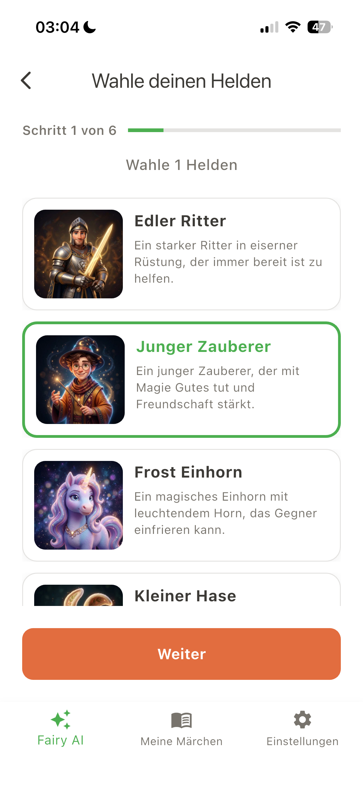 hero selection step