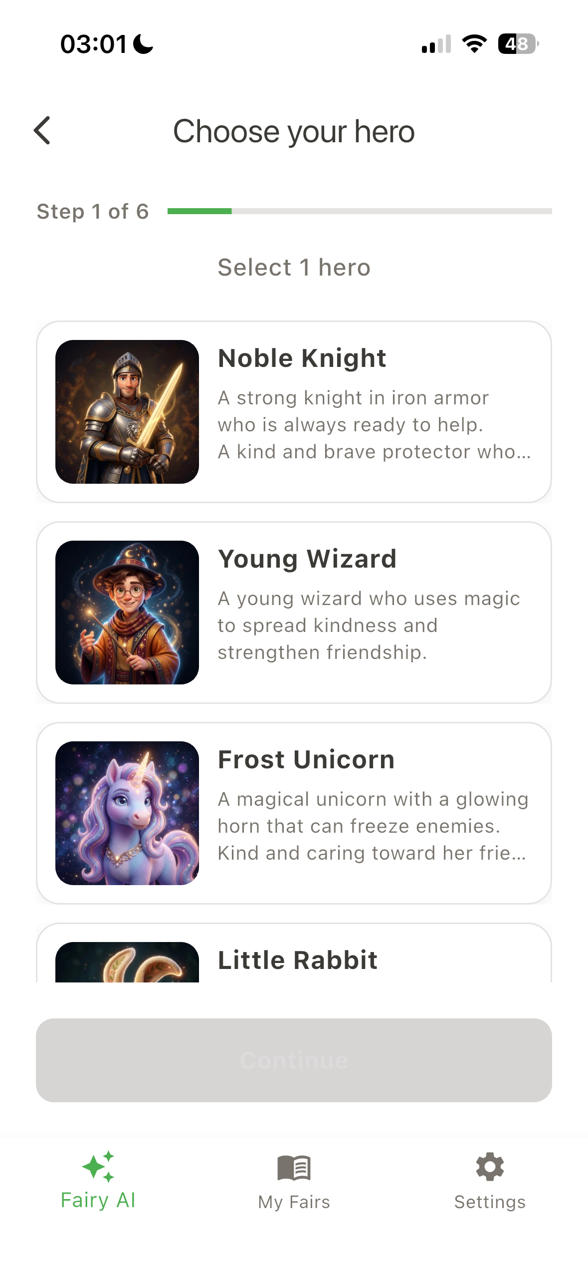 hero selection step